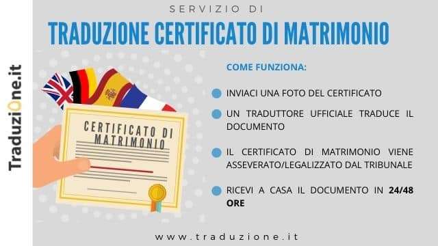 certificato di matrimonio traduzione e asseverazione